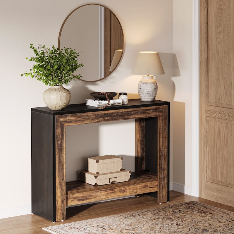 41'' Industrial Dual-Tone Console Sofa Table with Storage for Entryway