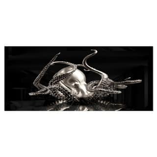 Designart 'Silver Octopus' Abstract Digital Art Metal Wall Art