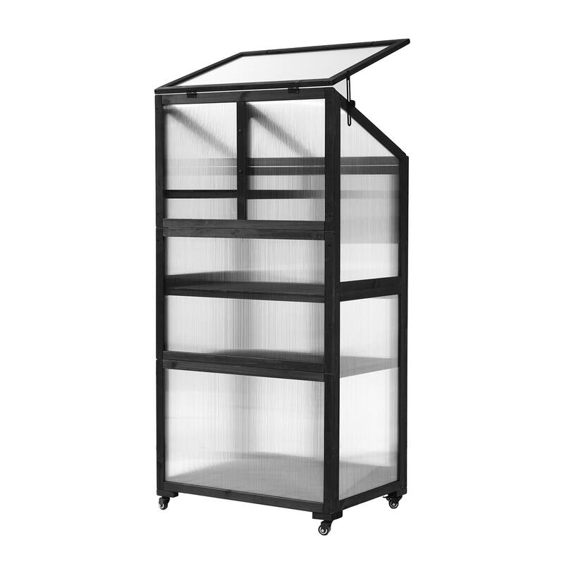 Height Wood Large Greenhouse Balcony Portable Cold Frame with Wheels