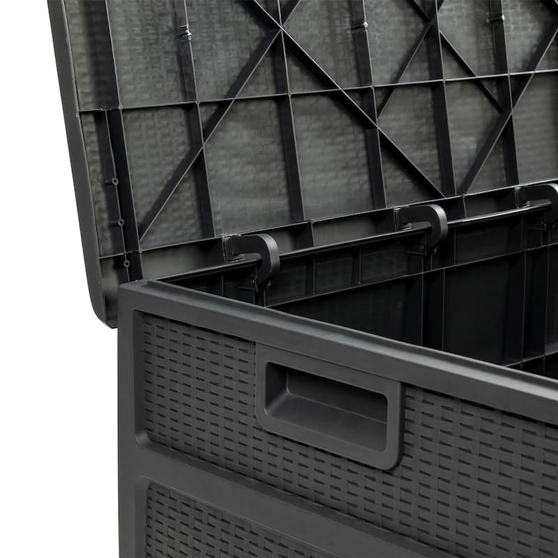 120 Gallon Plastic Deck Box for Outdoor Patio Storage & Deck Organization