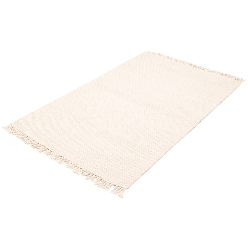 ECARPETGALLERY Braid weave Sienna Beige Wool Rug - 5'0 x 7'11