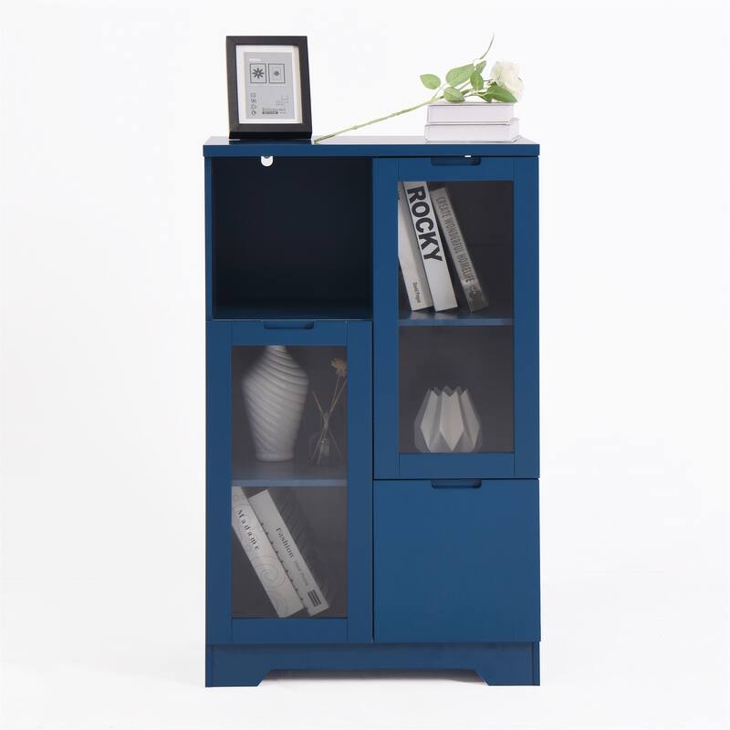 Wooden Floor Cabinet with 2 Glass Doors