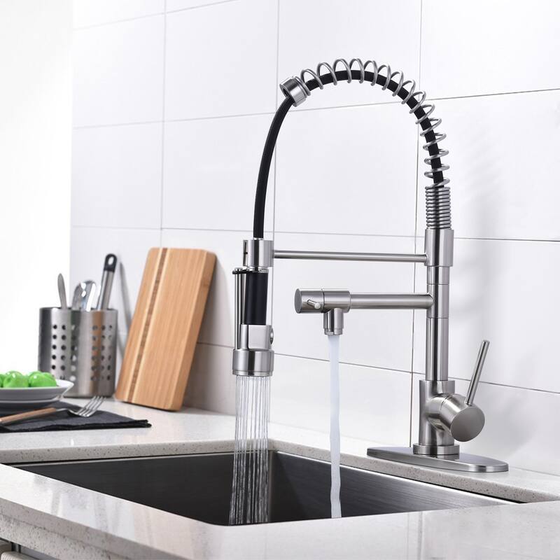 WOWOW Single Handle Pull Down Sprayer Kitchen Faucet with Advanced Spray