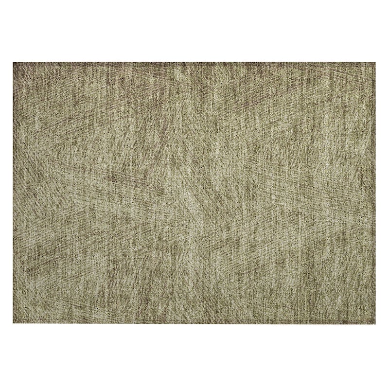 Machine Washable Indoor/ Outdoor Solid Geo Chantille Rug