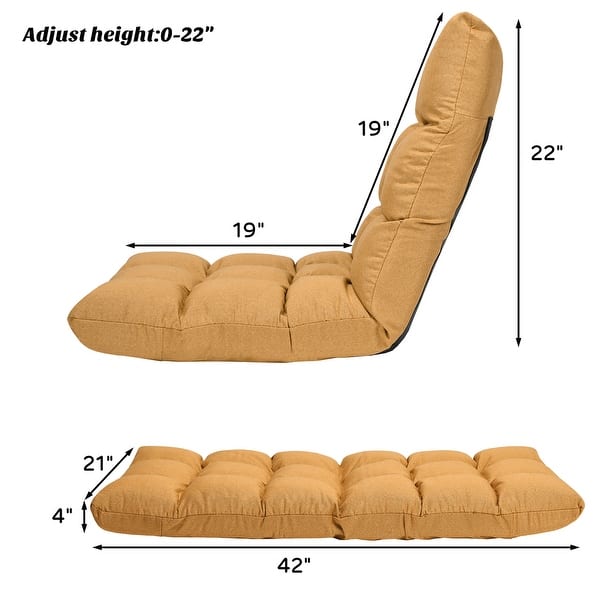 dimension image slide 1 of 6, Costway Adjustable 14-Position Floor Chair Folding Lazy Gaming Sofa