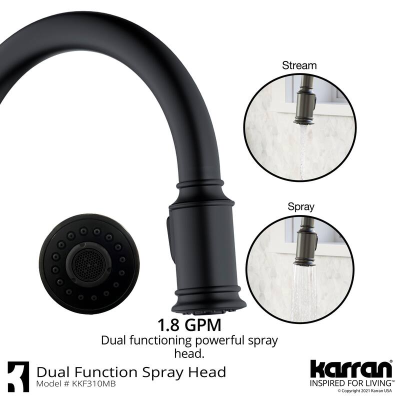 Karran Auburn One-Handle Pull Down Dual Function Sprayer Kitchen Faucet