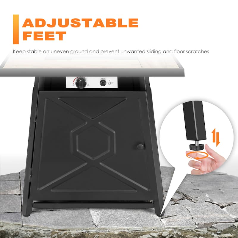 Outdoor 28 Inch 50,000 BTU Propane Gas Fire Pit Table with Cover - 28 inches