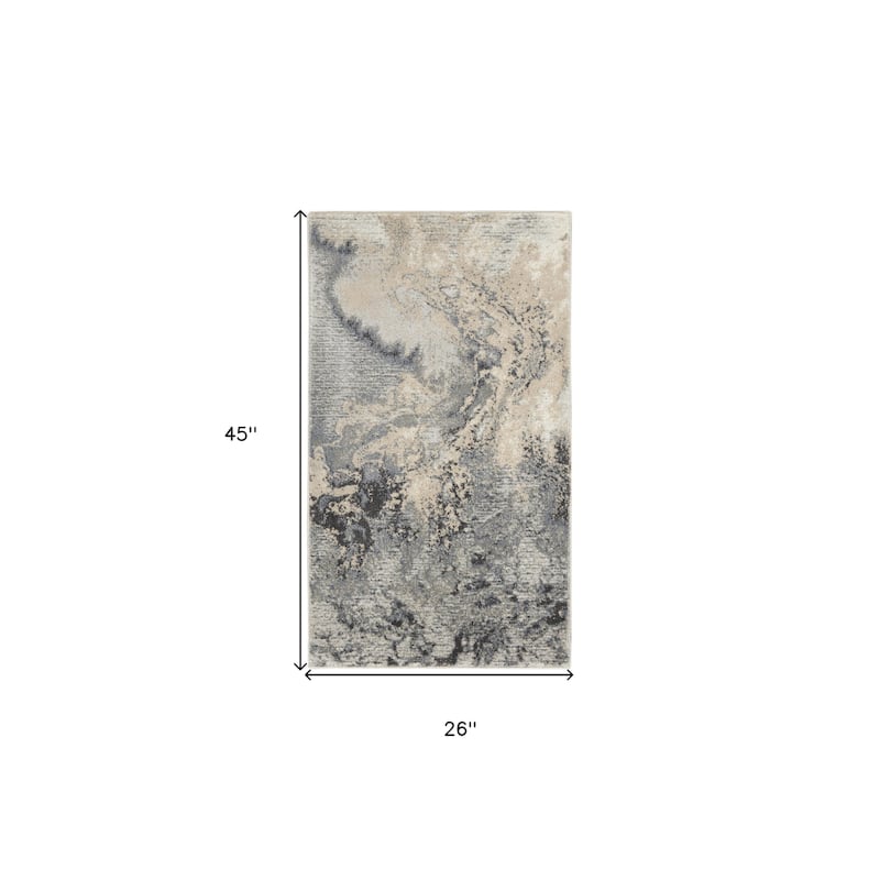 Cadow Power Loomed Abstract Modern Stain Resistant Area Rug By HomeRoots - 45' X '26' X '0.5