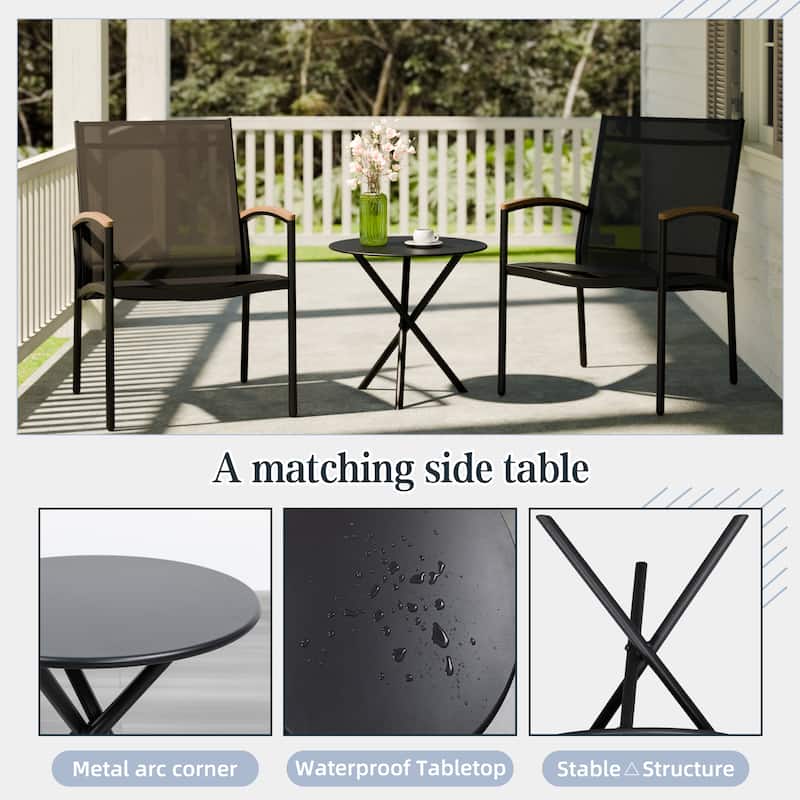 Futzca 3-Piece Patio Bistro Sets, Two Chairs with Coffee Table