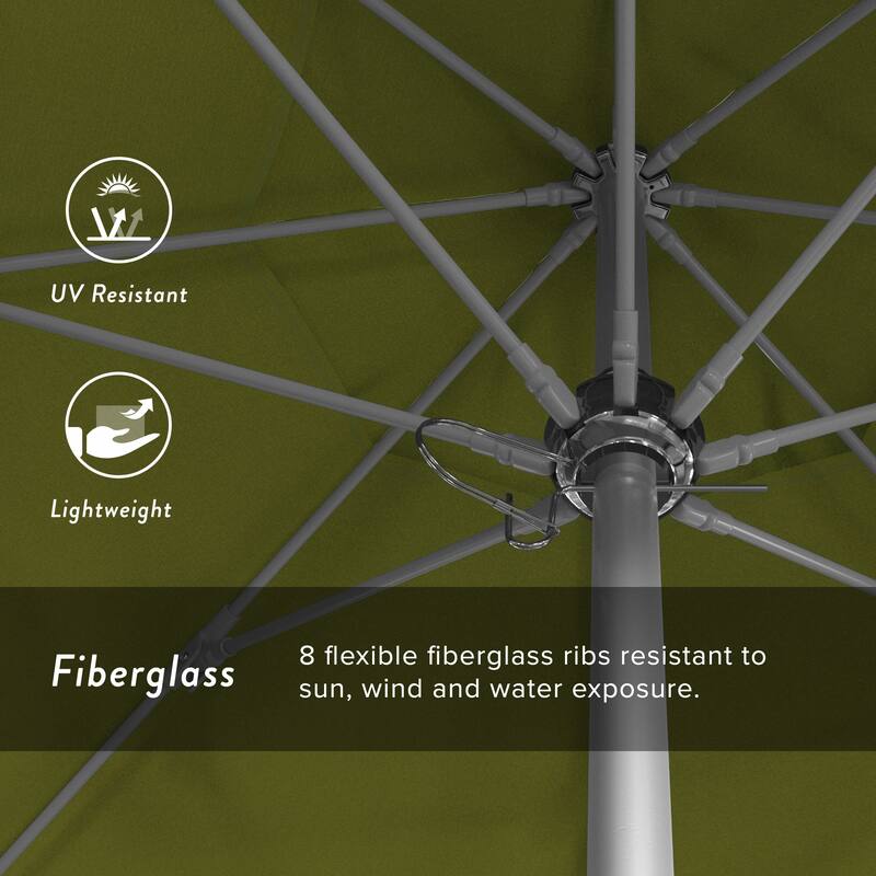 California Umbrella 7.5' Rd. Aluminum Frame, Fiberglass Rib Market Umbrella, Push Open,Anodized Silver Finish, Pacifica Fabric