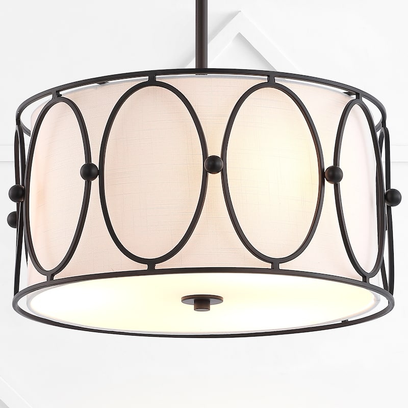 Caleb 3-Light Metal LED Pendant, by JONATHAN Y - 19" - Black/White