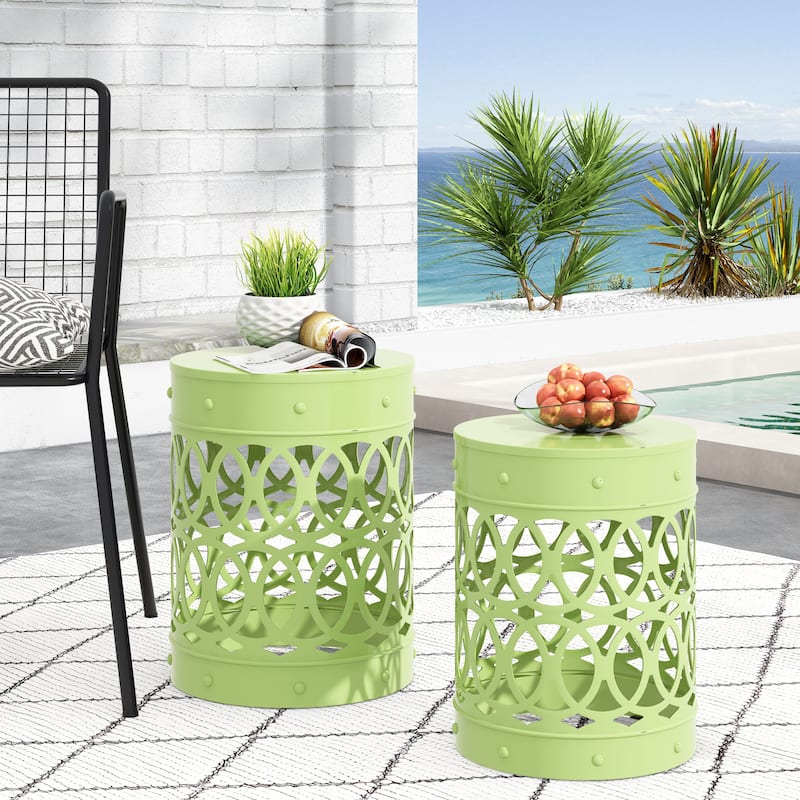 Mellie Outdoor Outdoor Metal Side Tables (Set of 2) by Christopher Knight Home