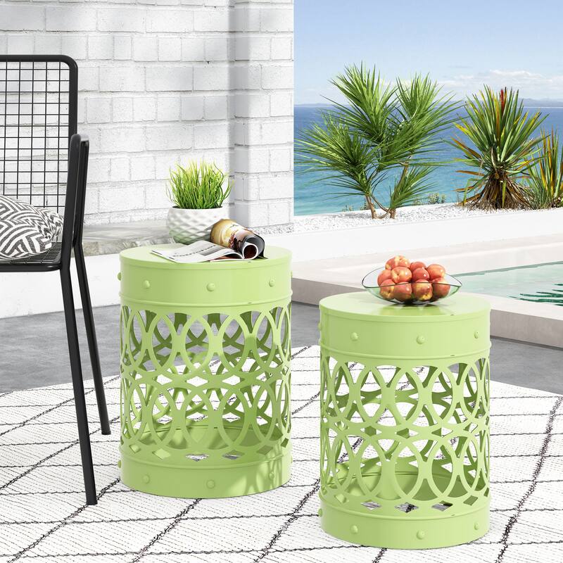 Outdoor Delight Powder-coated Iron End table, Set of 2, Black