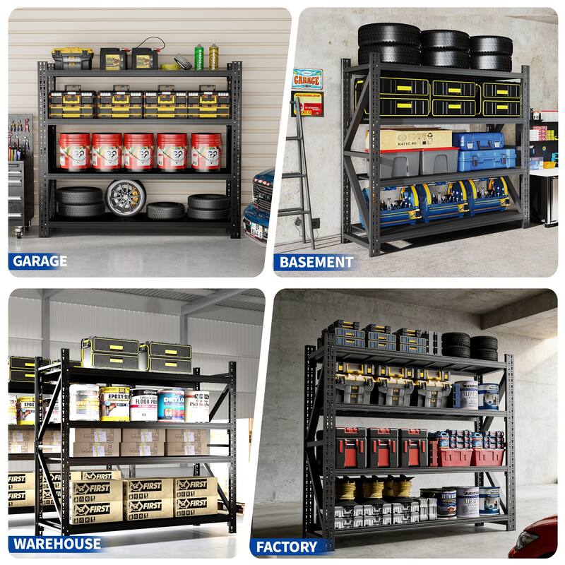 Heavy Duty Garage Shelving 4000LBS, Extra Wide Metal Adjustable Shelves, 69"H Industrial Storage Unit for Warehouse