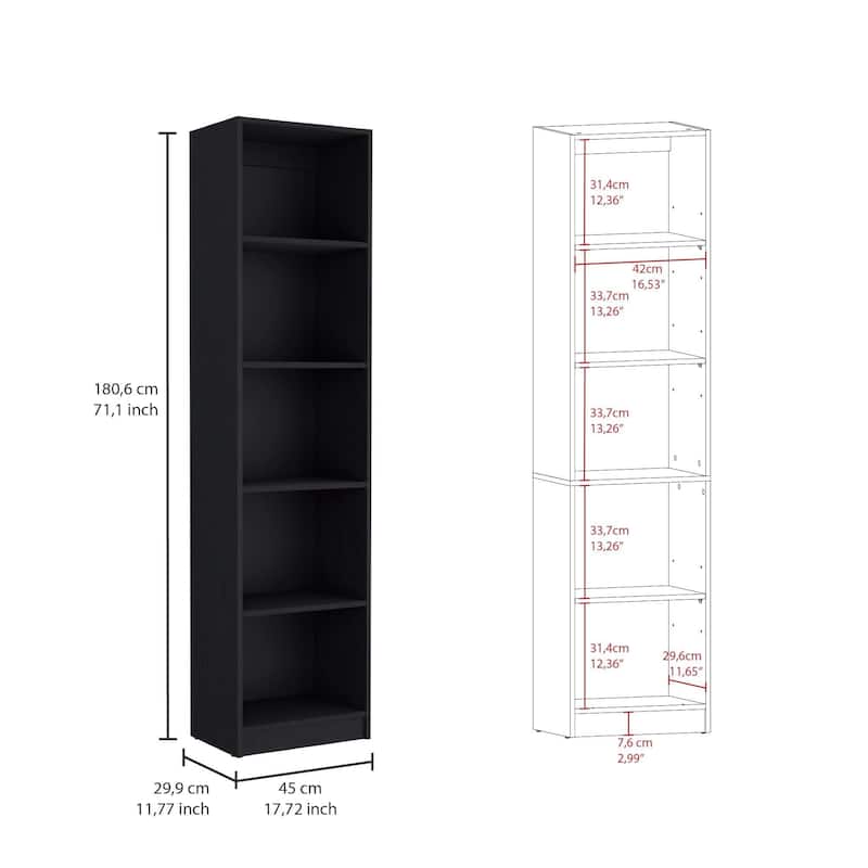 Misani 4-Piece Living Room Set with Sutton Slim Bookcase, Sutton 4-Shelf Bookcase and Sutton 2-Door Bookcase