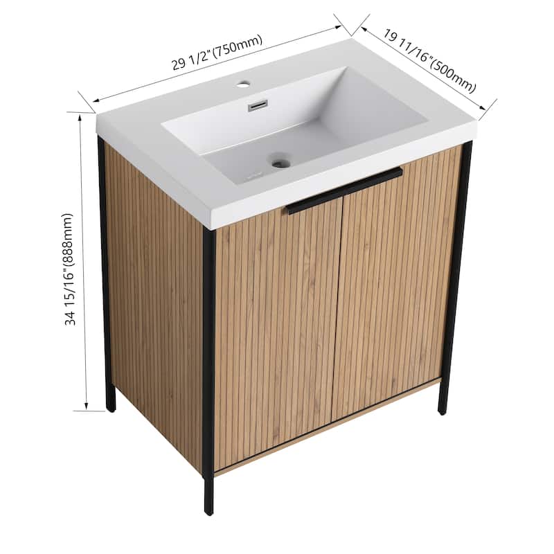 Beingnext 24"/30"/36"/48"/60" Bathroom Vanity with Sink, Freestanding Bathroom Vanity with Soft Close Door and Shelf