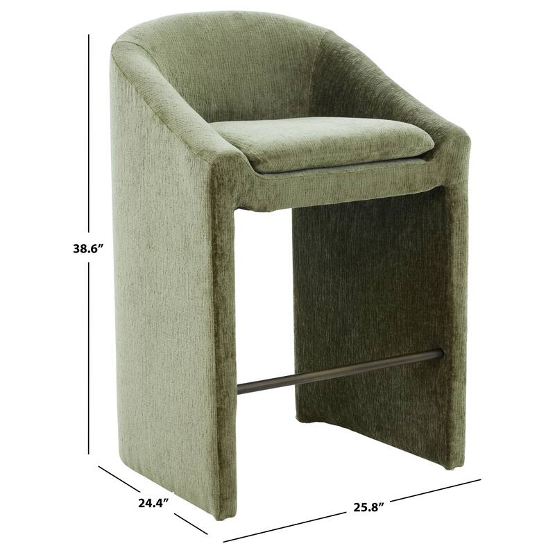 SAFAVIEH Couture Kagan Chenille 31-inch Barstool - 26"W x 24"D x 39"H