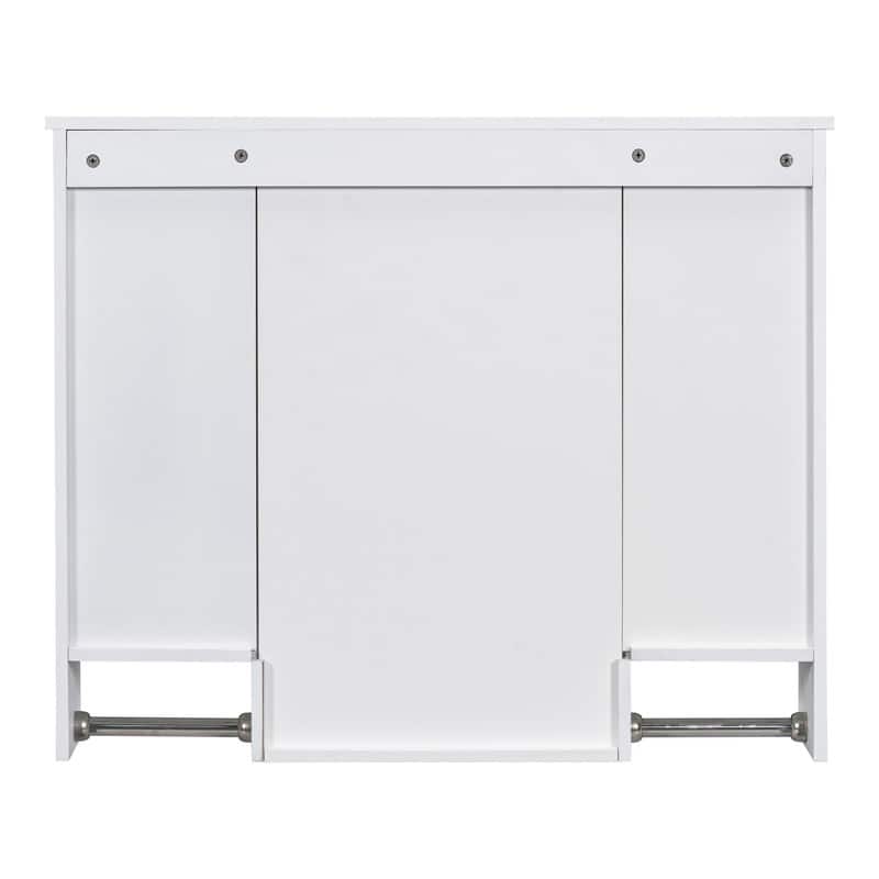 35" x 28" Modern Bathroom Mirror Cabinet with Towel Bar - Wall Mounted Storage & Vanity Mirror