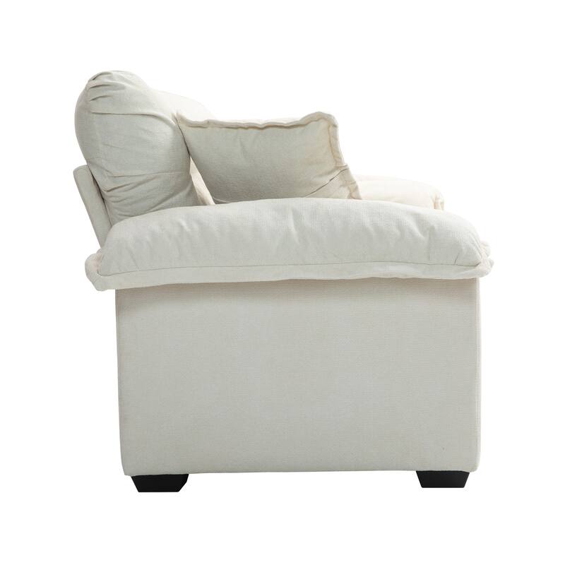 Small Sofa Loveseat Deep Seat Sofa Couch with 2 Throw Pillows, 2-Seater Settee with Pillow Top Armrests