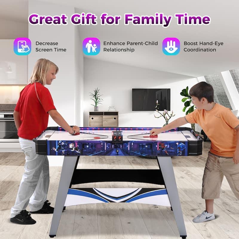 Gymax 54'' Air Hockey Game Table w/2 Pushers Pucks Adjustable Foot
