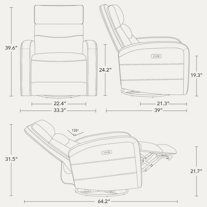 Spruce & Spring Cheryl Power Glider Swivel Rocker Recliner Chair Nursery Recliner