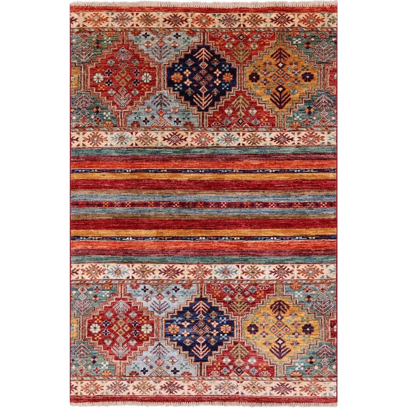 Golden Nile Khorjin Persian Gabbeh Handmade Wool Rug - 3' 3" X 4' 10"