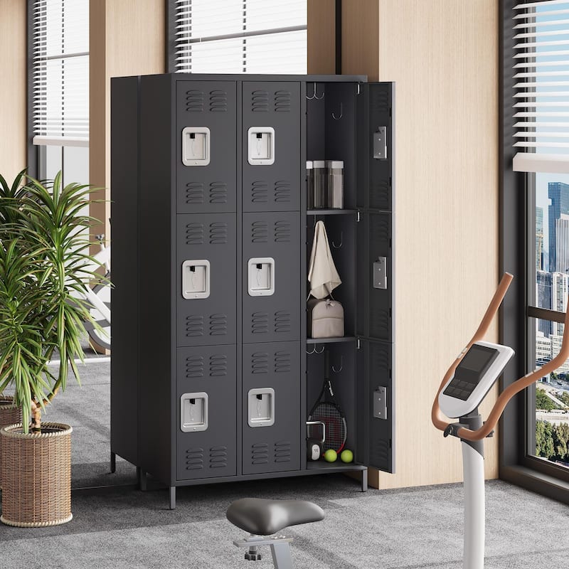 9 Doors Employee Lockers for Office, Metal Sorage Locker Combination, Lockable Employees Metal Locker with Door