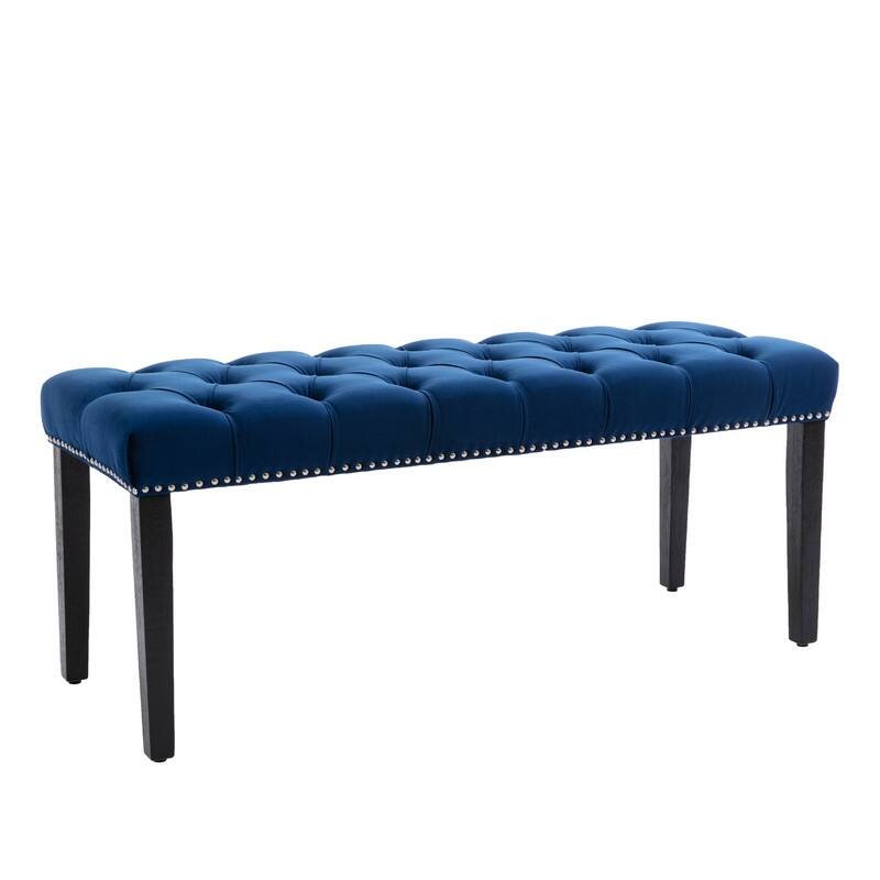 Tufted Velvet Bench Ottoman - Versatile Seating and Footrest for Living Room, Entryway, and Bedroom