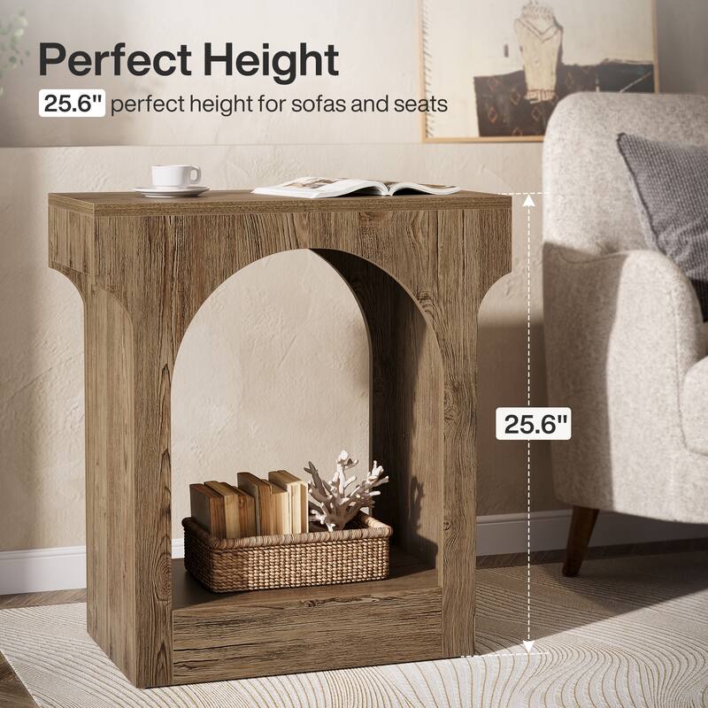 2 Tier Wood End Side Table with Storage Space for Living Room / Bedroom
