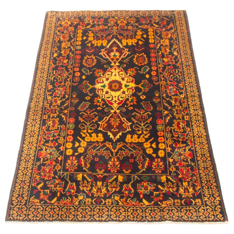 ECARPETGALLERY Hand-knotted Teimani Black Wool Rug - 3'8 x 6'9