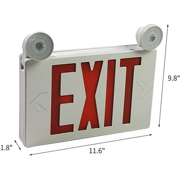 Red LED Exit Sign with Emergency Lights, Two Adjustable Head 2PACK