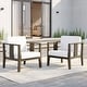 preview thumbnail 5 of 195, Outdoor Teak Solid Wood Patio Furniture Set Loveseat Armchair Table Collection Two Accent Chairs - Naturalframe-Beige