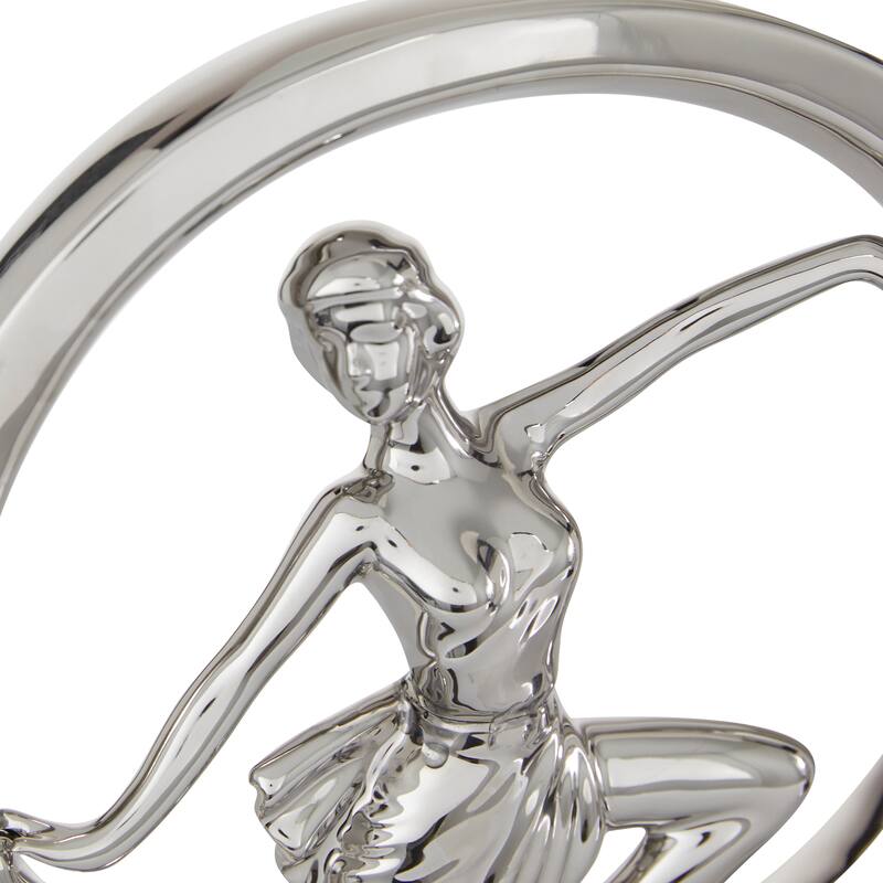 Silver Porcelain Contemporary Sculpture People (Set of 2) - S/2 10.5", 11.25"H
