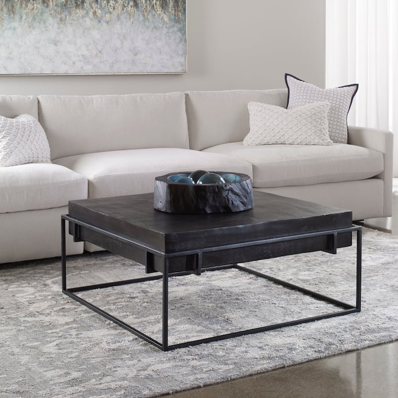 Uttermost 25111 Telone 35" Wide Aluminum Top Iron Coffee Table