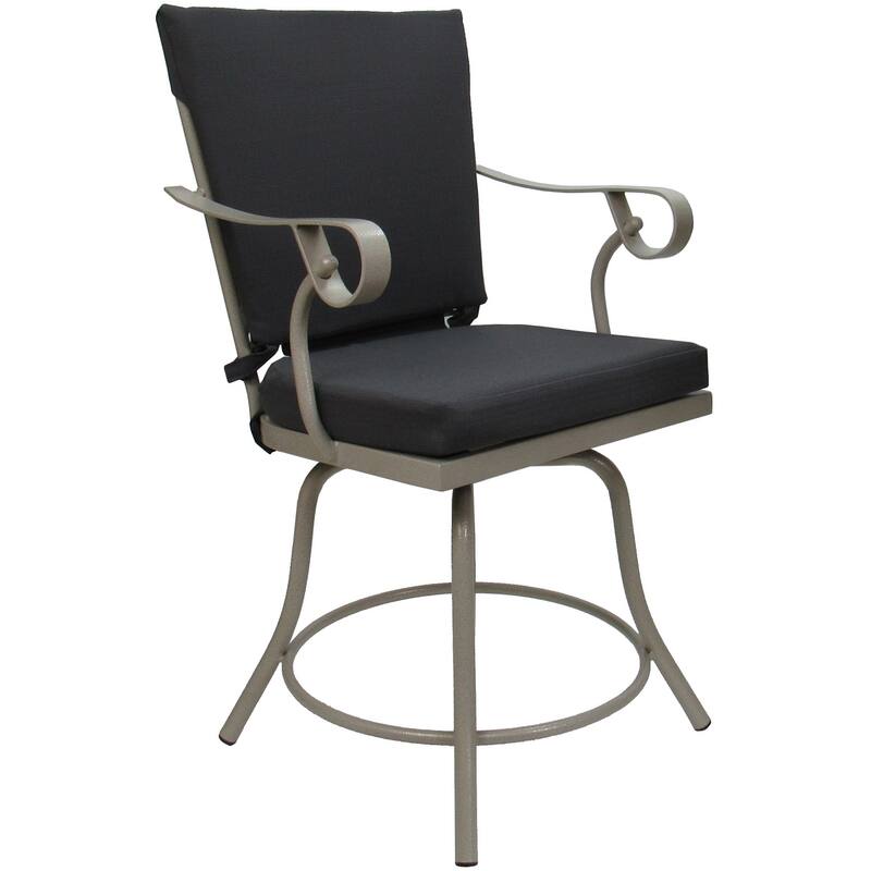 Outdoor or Indoor Patio Swivel Dining Chair - Jamey - Dark Gray Linen - Beige