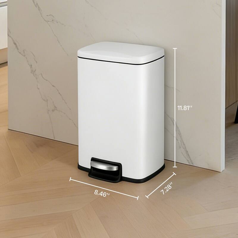 Innovaze 1.3 Gal./5 Liter Rectangular Step-on Trash Can for Bathroom and Office