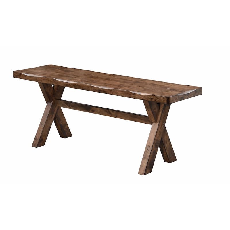 Wooden Bench, Brown - 32 H x 39.5 W x 62 L Inches