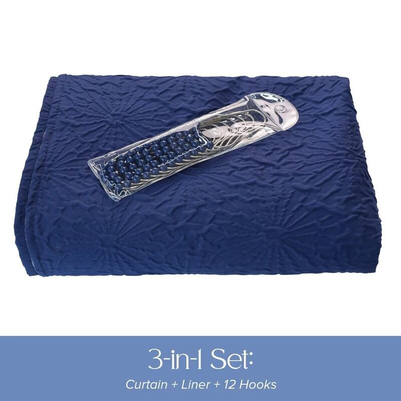 Starburst Crinkle Shower Curtain with Snap-in Liner 12 Hooks Included