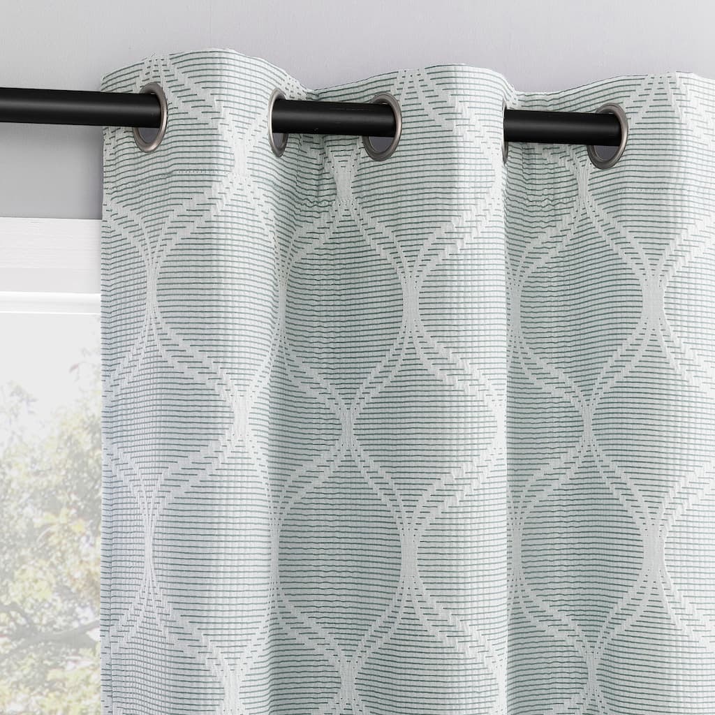 Sun Zero Tikal Woven Ogee Total Blackout Grommet 2-Piece Curtain Panel Pair