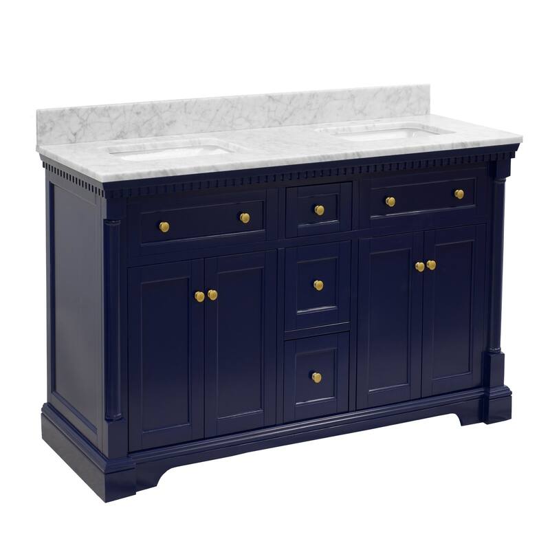 KitchenBathCollection Sydney 60" Double Bathroom Vanity with Carrara Marble Top