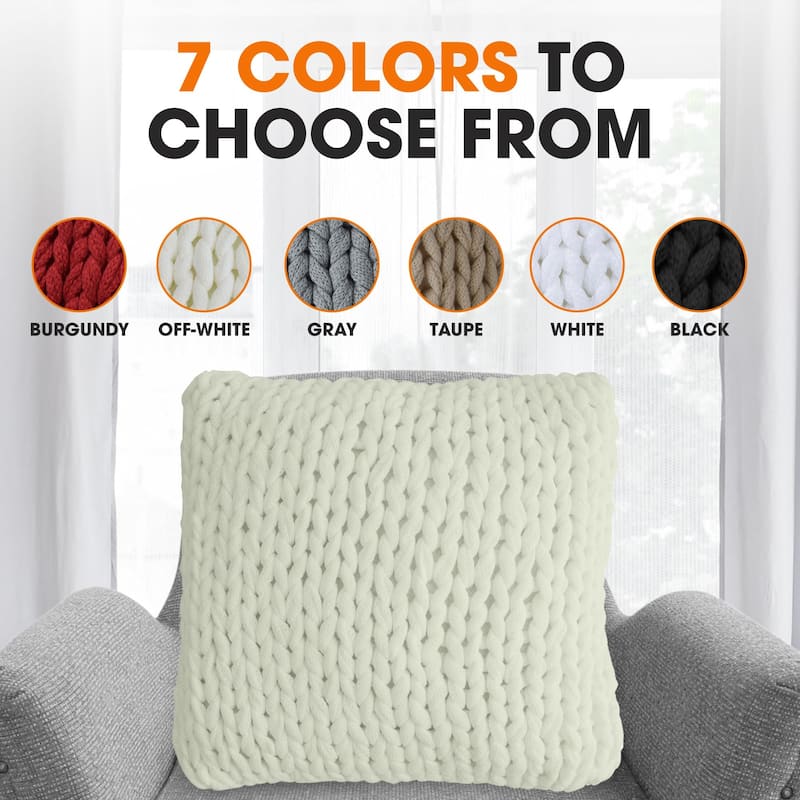 Cheer Collection Chunky Cable Knit 18"x18" Decorative Couch Throw Pillow