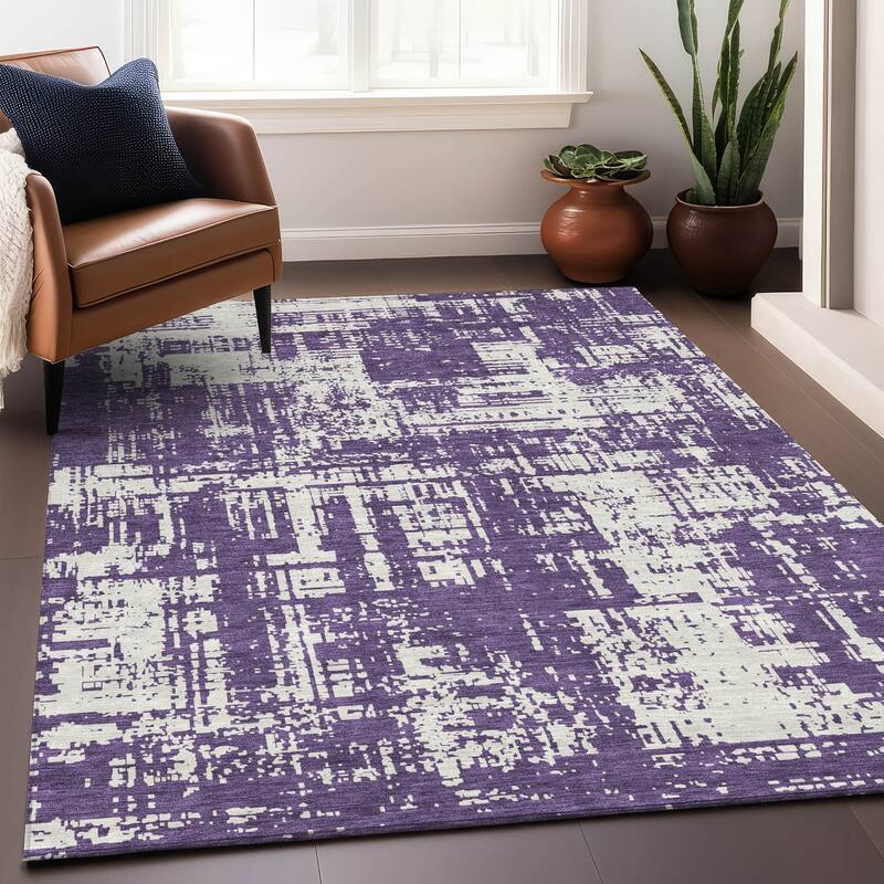 Premium Washable Super Soft Abstract Pixel Mayfield Rug - Purple - 8' x 10'