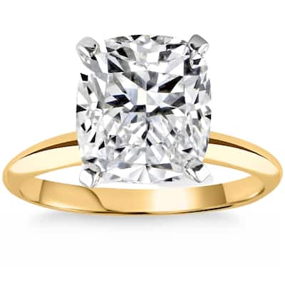 Bliss Diamond 4 Ct Two Tone Certified Lab Grown Cushion Diamond Engagement Ring
