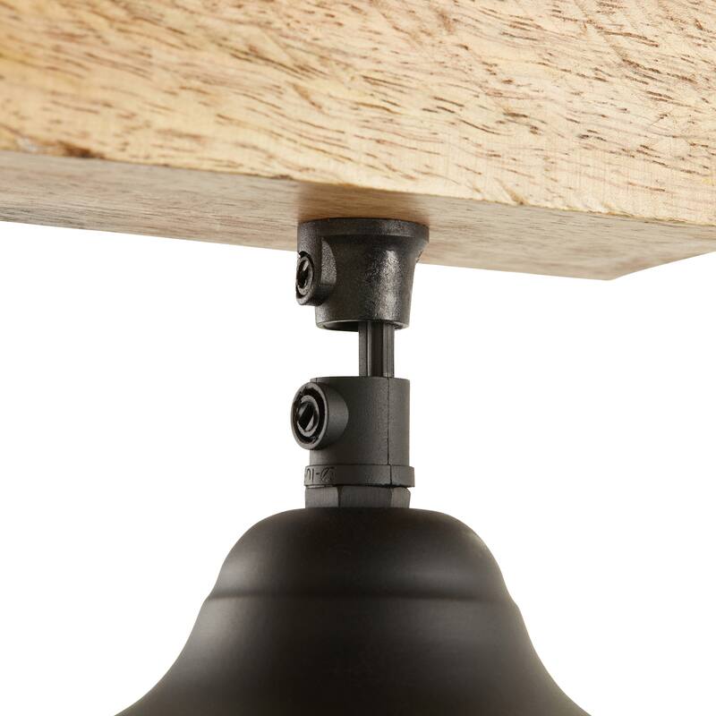 River of Goods Black Metal and Wood Dome Shade Indoor Plug In Wall Sconce - 16" x 12" x 28.5"