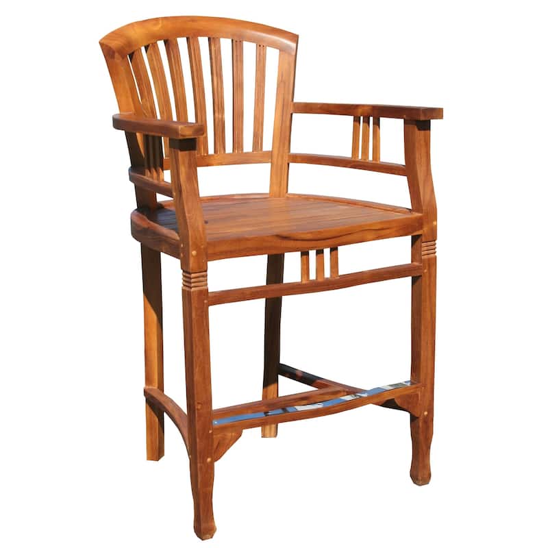 Chic Teak Orleans Teak Wood Indoor/ Outdoor Counter Stool with Arms