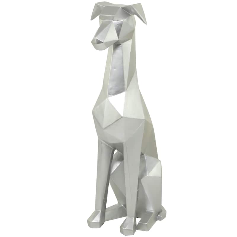 Silver, Gold or Black Polystone Cubist Dog Decorative Sculpture