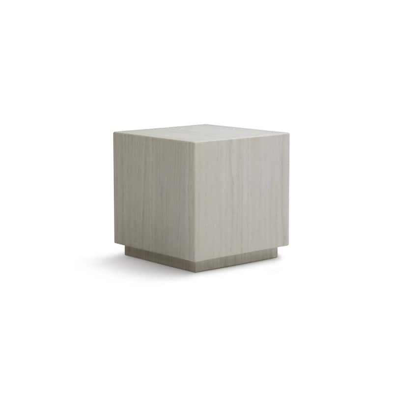HomeRoots 20" Beige Marble Square Block End Table - 20.00 in. x 20.00 in. x 20.00 in.