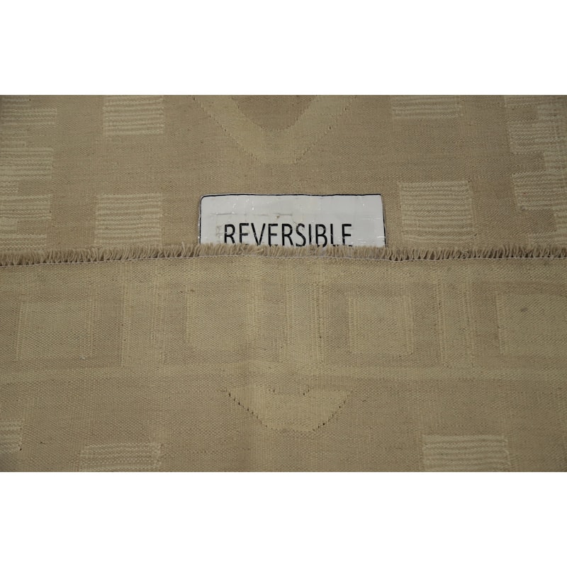 Hand Woven Oriental 100% Wool Carpet Southwestern Tribal Beige & Ivories Kilim Area Rug - 8' 0'' X 4' 8''