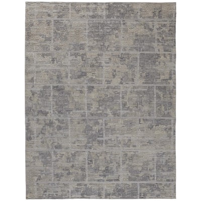 Huntley Luxe Geometric Maze Accent Rug, High/Low, Gray/Ivory/Blue