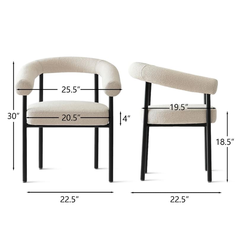 24" Boucle Upholstered Counter Stools with Arms(Set Of 4)
